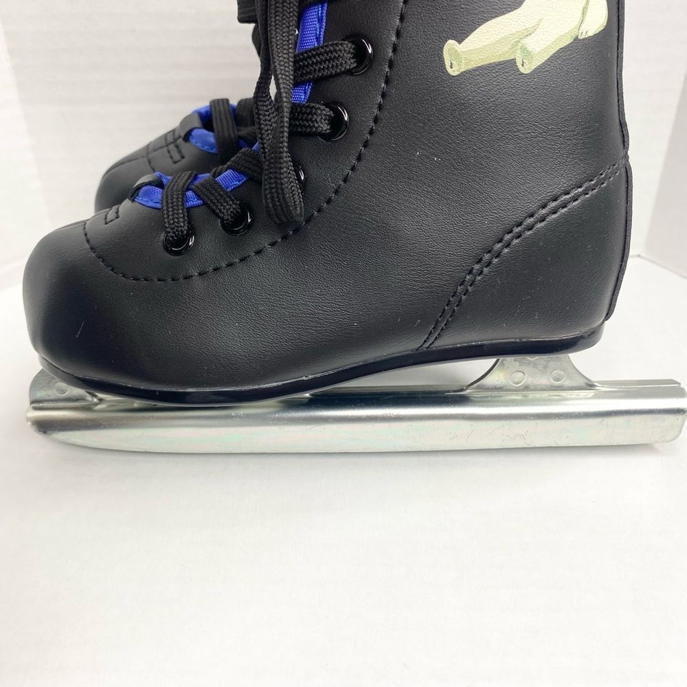 American Athletic Youth Boys Size 8 Chillin Double Runner Ice Skates Black Blue - Picture 9 of 13